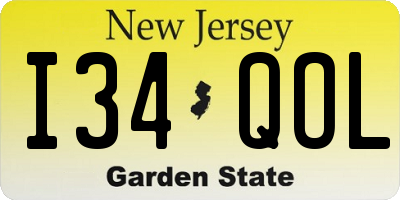 NJ license plate I34QOL