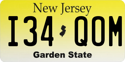 NJ license plate I34QOM