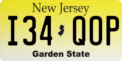NJ license plate I34QOP