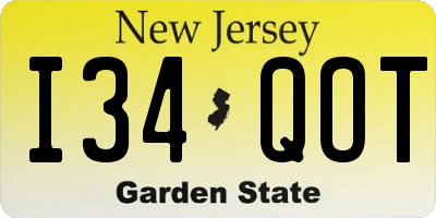 NJ license plate I34QOT