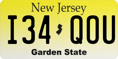 NJ license plate I34QOU