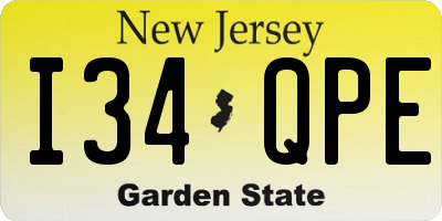 NJ license plate I34QPE