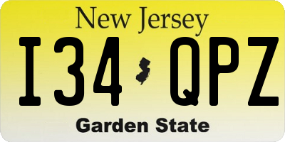 NJ license plate I34QPZ