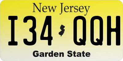 NJ license plate I34QQH