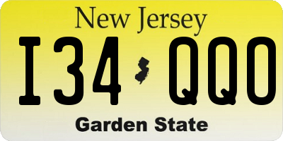 NJ license plate I34QQO