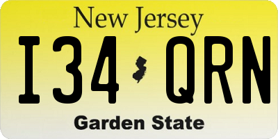 NJ license plate I34QRN