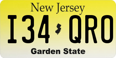 NJ license plate I34QRO