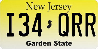 NJ license plate I34QRR
