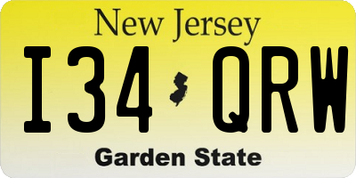 NJ license plate I34QRW