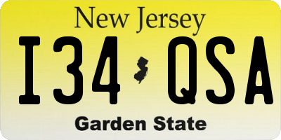 NJ license plate I34QSA
