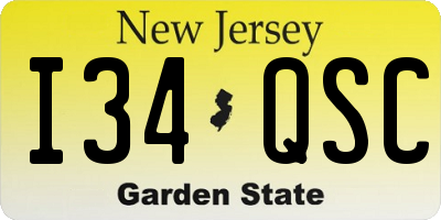 NJ license plate I34QSC