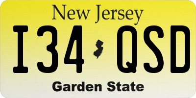 NJ license plate I34QSD