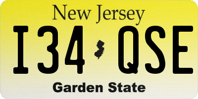 NJ license plate I34QSE