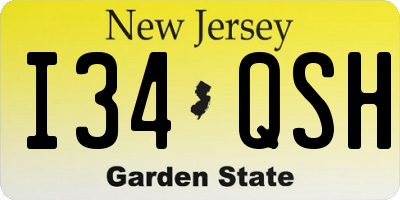 NJ license plate I34QSH