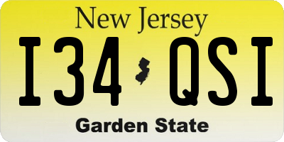 NJ license plate I34QSI