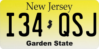 NJ license plate I34QSJ