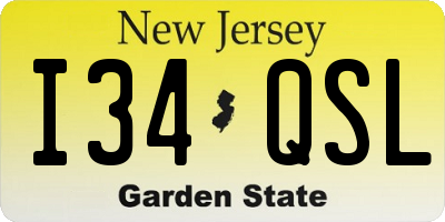 NJ license plate I34QSL