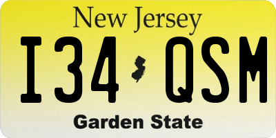 NJ license plate I34QSM