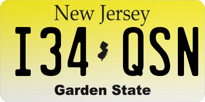 NJ license plate I34QSN