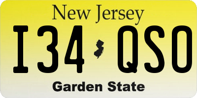 NJ license plate I34QSO
