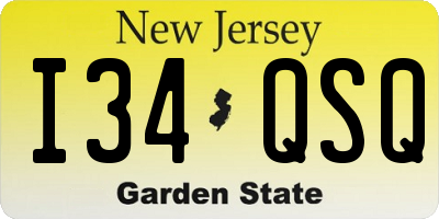 NJ license plate I34QSQ