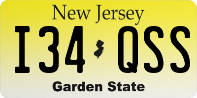 NJ license plate I34QSS