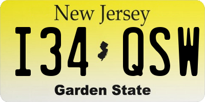 NJ license plate I34QSW
