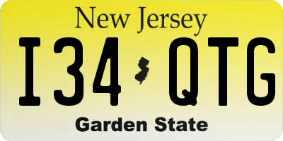 NJ license plate I34QTG
