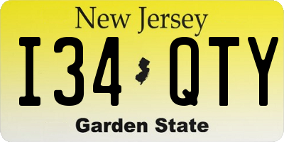 NJ license plate I34QTY
