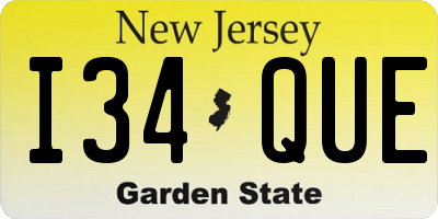 NJ license plate I34QUE