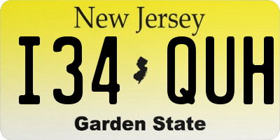 NJ license plate I34QUH