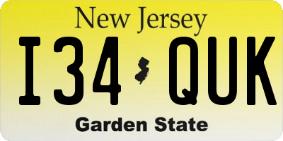 NJ license plate I34QUK