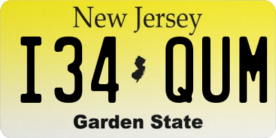 NJ license plate I34QUM