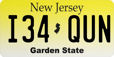 NJ license plate I34QUN