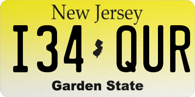 NJ license plate I34QUR
