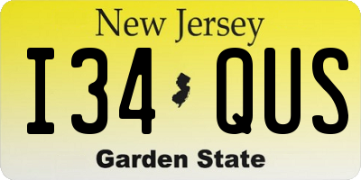 NJ license plate I34QUS