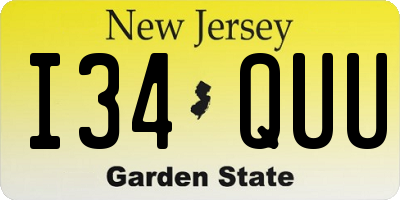 NJ license plate I34QUU