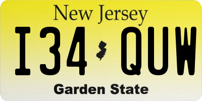 NJ license plate I34QUW