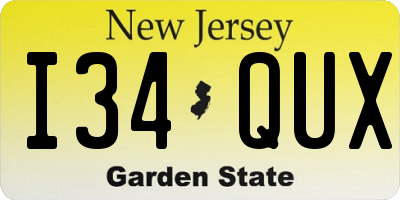NJ license plate I34QUX