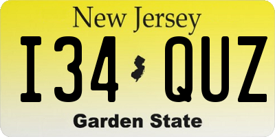 NJ license plate I34QUZ