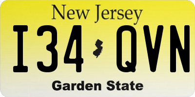 NJ license plate I34QVN