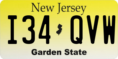 NJ license plate I34QVW
