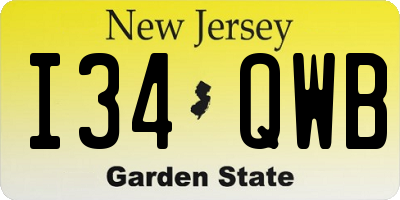 NJ license plate I34QWB