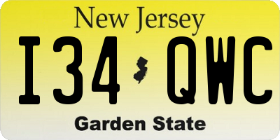 NJ license plate I34QWC