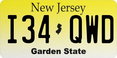 NJ license plate I34QWD