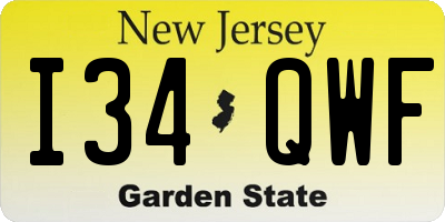 NJ license plate I34QWF