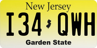 NJ license plate I34QWH