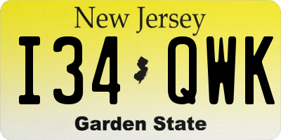 NJ license plate I34QWK