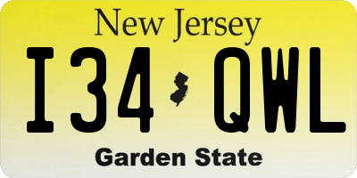 NJ license plate I34QWL