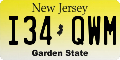 NJ license plate I34QWM
